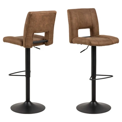 Afbeelding van Leen Bakker Barkruk Husas Licht 2 Stuks Stoelen Bruin Lederlook