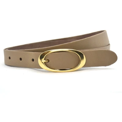 Afbeelding van Dames riem Leer Taupe gouden gesp Riemmaat 105 Totale lengte 120 cm