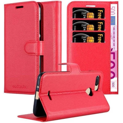 Afbeelding van Cadorabo Hoesje geschikt voor Xiaomi RedMi 6 in KARMIJN ROOD Beschermhoes Cover magnetische sluiting Case
