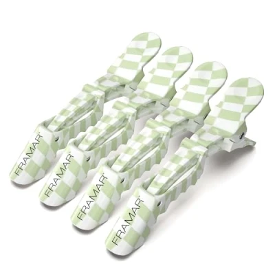 Afbeelding van FRAMAR Geruite krokodillenclips haar haarclips voor vrouwen, schattige styling, haarsectieclips, kapperclips, krokodillenklemmen haar, kapperclips 4 stuks