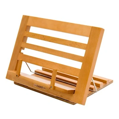 Afbeelding van EXERZ Kookboekhouder van hout/leesboekstandaard kok receptenhouder boekensteun premium kwaliteit/instelbaar/ideaal voor boeken, iPads en tablets 34 x 24 2 cm (houtkleur nieuw)