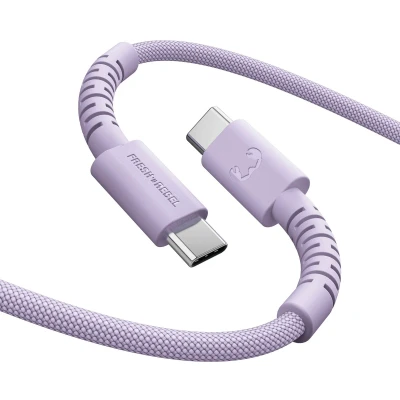 Afbeelding van FlexWave Siliconen gevlochten kabel USB C naar 2 meter 100W Dreamy Lilac