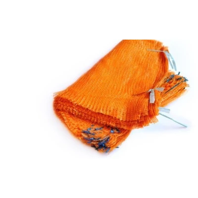 Afbeelding van 100 Oranje Netto Zakken 40cm x 60cm 15Kg met Trekkoord Raschel Mesh Groenten Logs Aanmaakhout Hout