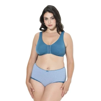 Afbeelding van Ulla Popken grote maten plus size bustier, voorsluiting, C/D cup, E/F saffier, 85D