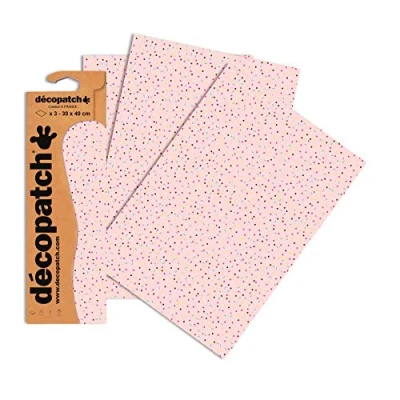 Afbeelding van Décopatch C681O Roze Confetti Print Paper, 30x40 cm (Pack van 3 vellen)