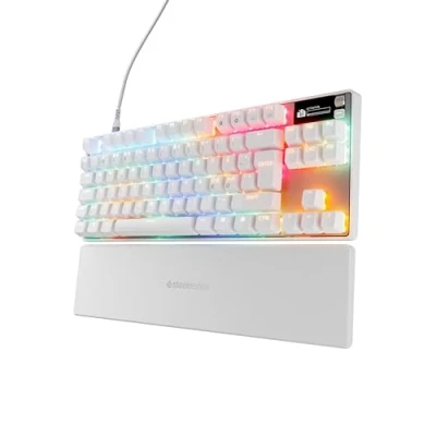 Afbeelding van SteelSeries Apex Pro TKL Gen 3 White OmniPoint 3.0 schakelaars Verstelbare activering Rapid Trigger Presets voor games Protection Mode Tap/SOCD OLED RGB PBT keycaps NOR QWERTY
