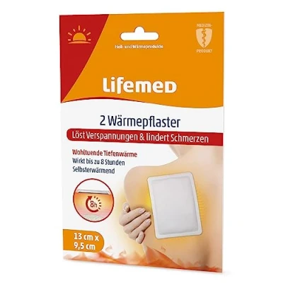 Afbeelding van Lifemed warmtepleister 9,5 cm x 13 wit 2 stuks