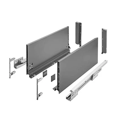 Afbeelding van GTV Ladesysteem AXIS PRO I ladegarnituur met volledige uittrekbaarheid en geïntegreerde demping antraciet belastbaarheid tot 40 kg Soft Close vrije toegang breedte: 400 mm hoogte: 200