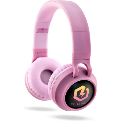 Afbeelding van PowerLocus Buddy Draadloze On Ear Koptelefoon voor Kinderen, LED lampjes, 85db Limiet, met Microfoon, Micro SD poort Roze