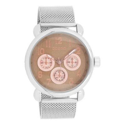 Afbeelding van OOZOO Timepieces zilverkleurige horloge met metalen mesh armband C9610
