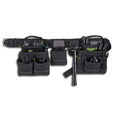 Afbeelding van AWP Timmerman Tool Rig met handgrepen, premium gereedschapsriem, air mesh gewatteerde riem past taille tot 127 cm