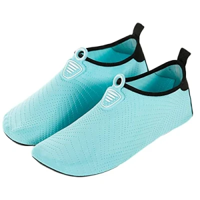 Afbeelding van AUXDIQ Zwemschoenen voor dames en heren, badschoenen, aquaschoenen, surfschoenen, waterschoenen, strandschoenen, blote voeten, sneldrogend, lichtblauw, 41/42 EU