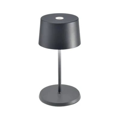 Afbeelding van Zafferano Olivia Mini draadloze LED tafellamp oplaadbaar dimbare touch batterij lamp voor binnen en buiten IP65 lichtkleurtemperatuur 2700 3000K aluminium H22 (donkergrijs)