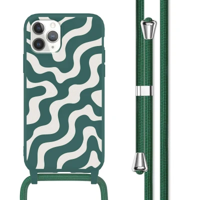 Afbeelding van Apple iPhone 11 Pro Hoesje Siliconen en TPU (zacht) imoshion Softcase/Koordhoesje/Backcover Petrol Green Groovy Telefoonhoesje