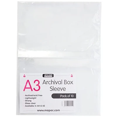 Afbeelding van Artcare A3 archiefdooshoezen PK 10 stuks (niet geperforeerd), synthetisch materiaal, kleurloos, 45,5 x 0,1 35,5 cm