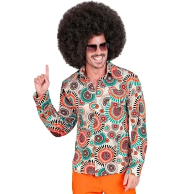 Afbeelding van Widmann Jaren 60 overhemd voor heren, hippie, reggae, Flower Power, Disco Fever, Schlagermove