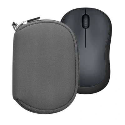 Afbeelding van kwmobile computermuis hoes geschikt voor Logitech M220 SILENT / M235 M185 hoesje Muis beschermhoes met rits Mouse case van neopreen in donkergrijs
