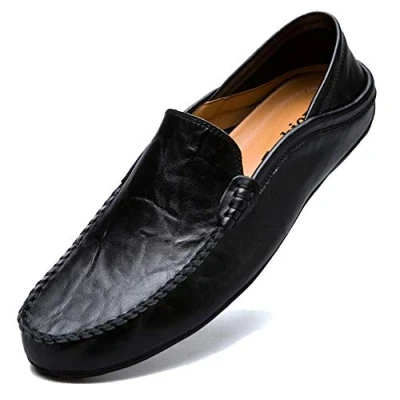 Afbeelding van Unitysow Loafers Mens Premium Lederen Penny Schoenen Mode Slip Op Rijden Casual Platte Mocassin 6 UK 10.5 UK, Zwart, 39.5 EU