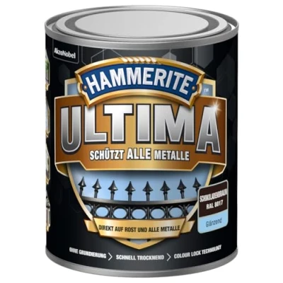 Afbeelding van 5379720 Hammerite ULTIMA metaalbescherming lak roest 750ml glanzend chocoladebruin RAL 8017