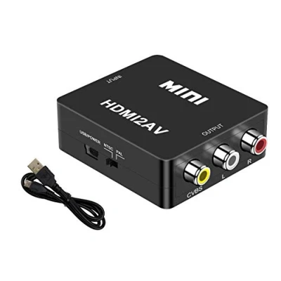 Afbeelding van HDMI naar RCA Composiet AV CVBS Video Audio Converter Adapter Ondersteuning HDTV, 1080P voor PC/Xbox/PS4/PS3/TV/VHS/DVD/Blu Ray, met USB kabel