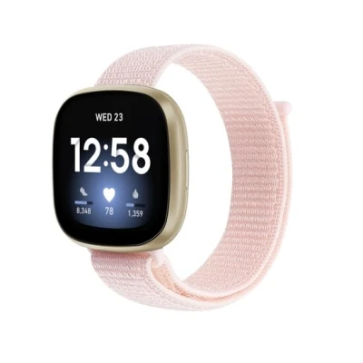 Afbeelding van Fitbit Versa 3 &amp; Sense 1 Sport loop nylon bandje Lichtroze