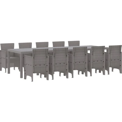 Afbeelding van vidaXL 11 delige Tuin Eetset Lichtgrijs Poly Rattan
