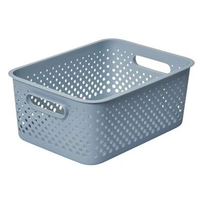 Afbeelding van SmartStore Opbergmand met handgrepen in blauw 11,4 L (36,5 x 27 15 cm) plastic opbergbak van gerecycled Essence opbergdoos past op A4 papier Opslag 10 jaar garantie