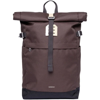 Afbeelding van Sandqvist Icon Rolltop laptop rugzak M brown with natural leather