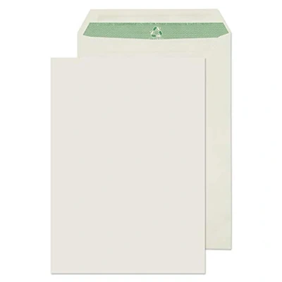 Afbeelding van Blake Zuiver milieu C4 324 x 229 mm 90 g/m² Flora gerecycleerde zak zelfafdichtingsenveloppen (RE6261) natuurlijk wit pak van 250