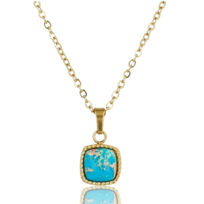 Afbeelding van My Bendel ketting Met vierkante Imperial Jasper hanger Goudkleurige luxe cadeauverpakking