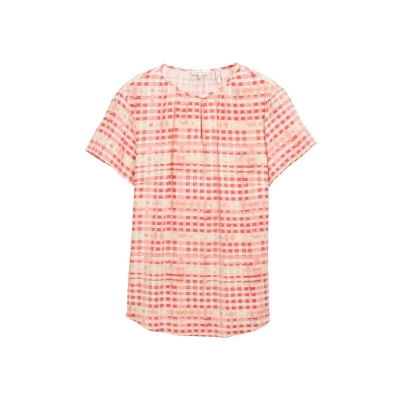 Afbeelding van TOM Tailor PLUS SIZE Blouse, Dames, Maat: 54, Berry red check design