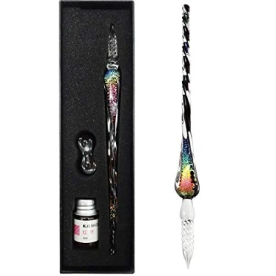 Afbeelding van EACHHAHA Glazen dip pen set, pen, kalligrafie en inkt, voor kunst,schilderen, wenskaarten, handtekeningen,