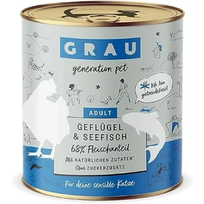 Afbeelding van GRAU Smulpotje Graanvij 6 x 800 g Kattenvoer Gevogelte &amp; Zeevis