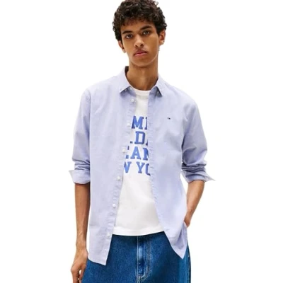 Afbeelding van TOMMY JEANS Heren TJM Slim Stretch Oxford Shirt DM0DM09594, Blauw, M, Blauw (zachte saffier), M