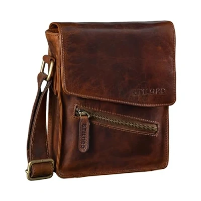 Afbeelding van STILORD &#039;Steve&#039; Kleine heren tas leer om Vintage schoudertas te dragen mannen 8 inch tablet Messenger Bag DIN A5 Echt leer, Kleur:florida bruin