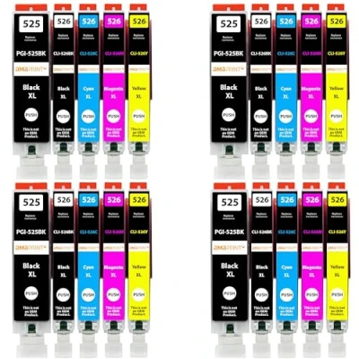 Afbeelding van Amaprint 20 XL cartridges compatibel met Canon PGI 525 CLI 526 voor Pixma IP4850 IP4950 IX6550 MG5140 MG5150 MG5240 MG5300 MG5340 MG5350 MX715 MX885 MX895