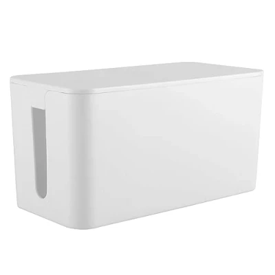 Afbeelding van RICOO Kabelbox, kabelmanagementbox Z2301 W, kabelorganizer box 23,5 x 11,5 12 cm, opbergdoos voor het verbergen van stekkerstrips, adapters en kabels, kabelverzamelaar, wit