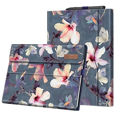 Afbeelding van FINTIE Hoesje compatibel met Microsoft Surface Pro 9 (release 2022) 13 inch Meerdere kijkhoeken zak en stylushouder, bloeiende hibiscus