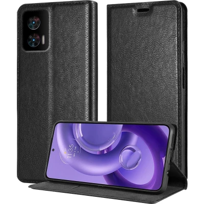 Afbeelding van Cadorabo Hoesje geschikt voor Motorola EDGE 30 NEO in ZWARTE NACHT Beschermhoes met magnetische sluiting, standfunctie en kaartvakje Book Case Cover Etui