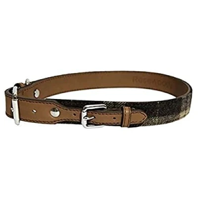 Afbeelding van Rosewood Luxe lederen halsband, 20 24 inch, tartan tweed check