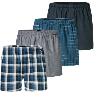 Afbeelding van Schiesser 4ER PACK WEB Boxershorts, Heren, Maat: XXL, Grau blau dunkelblau