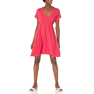 Afbeelding van Amazon Essentials Women&#039;s Jurk in surplice model (verkrijgbaar grote maten), Rood, M