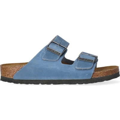 Afbeelding van Birkenstock Arizona Slippers Dusty Blue Narrow fit Blauw Nubuck Maat 43