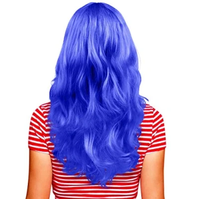 Afbeelding van Hatstar Sexy damespruik, lang haar, krullend, golvend, accessoire voor carnaval en themafeest (blauw)