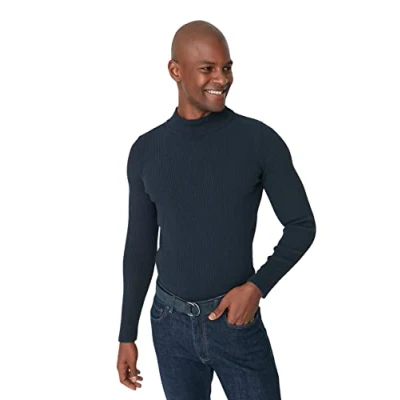 Afbeelding van Trendyol Man Basic Regular Gebreide Trui Met Hoge Hals, Donkerblauw, S