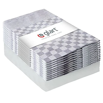 Afbeelding van Glart 48SG 10 delige set theedoeken, keukendoeken, vaatdoeken, keukenhanddoeken, getwijnd, 50 x 70 cm, 100% katoen OEKO TEX, grijs, voorgewassen