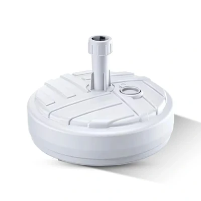 Afbeelding van GARDENIX parasolstandaard, rond, wit, van kunststof, vulbaar met zand, water, grind voor tuin, strand, terras, parasolhouder, parasolvoet, parasolvoet