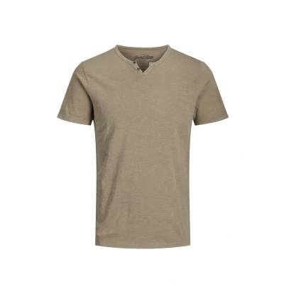 Afbeelding van Jack &amp; Jones Esplit NECK SS NOOS Tshirt basic, Heren, Maat: Small, Crockery fit slim