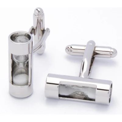 Afbeelding van Manchetknopen Zandloper met Glas Zilver