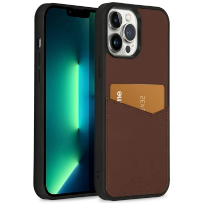 Afbeelding van Apple iPhone 13 Pro Max Hoesje Echt leder Accezz Hardcase/Backcover Bruin Telefoonhoesje